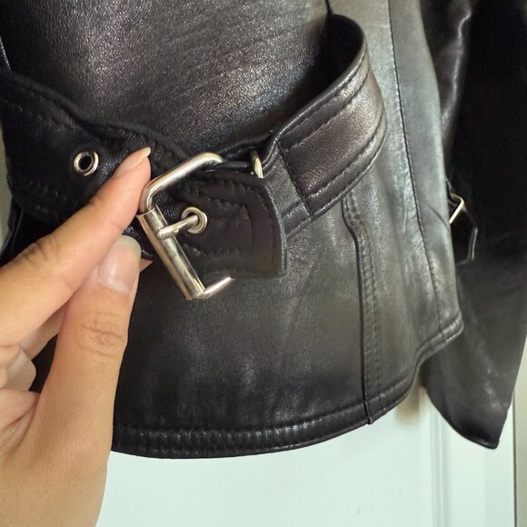 Vintage 90s Genuine Leather Boxy Jacket Laurence Roy sz Large Classic - Picture 8 of 15